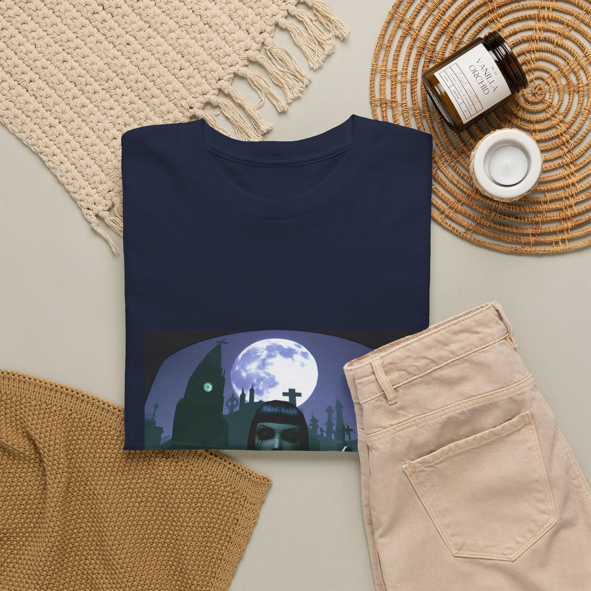 Goth Sim Smoking In Cemetery Moonlight Tee