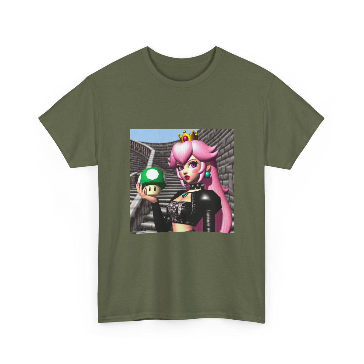Goth Peach Holding A Green Mushroom Tee