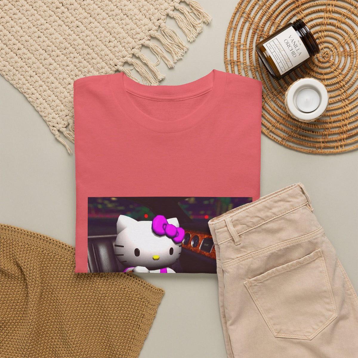 Hello Kitty Pouring Lean In Car Tee