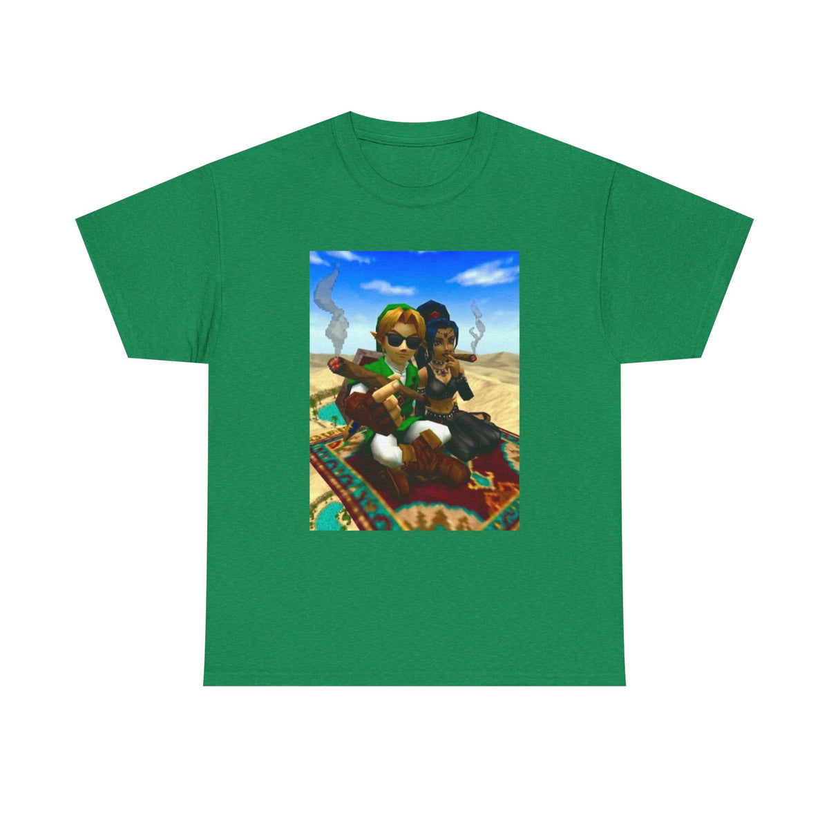 Link And Nabooru Flying On Magic Carpet