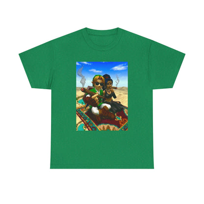 Link And Nabooru Flying On Magic Carpet