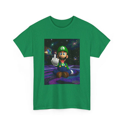 Luigi Flipping Off In Cosmic Vibe