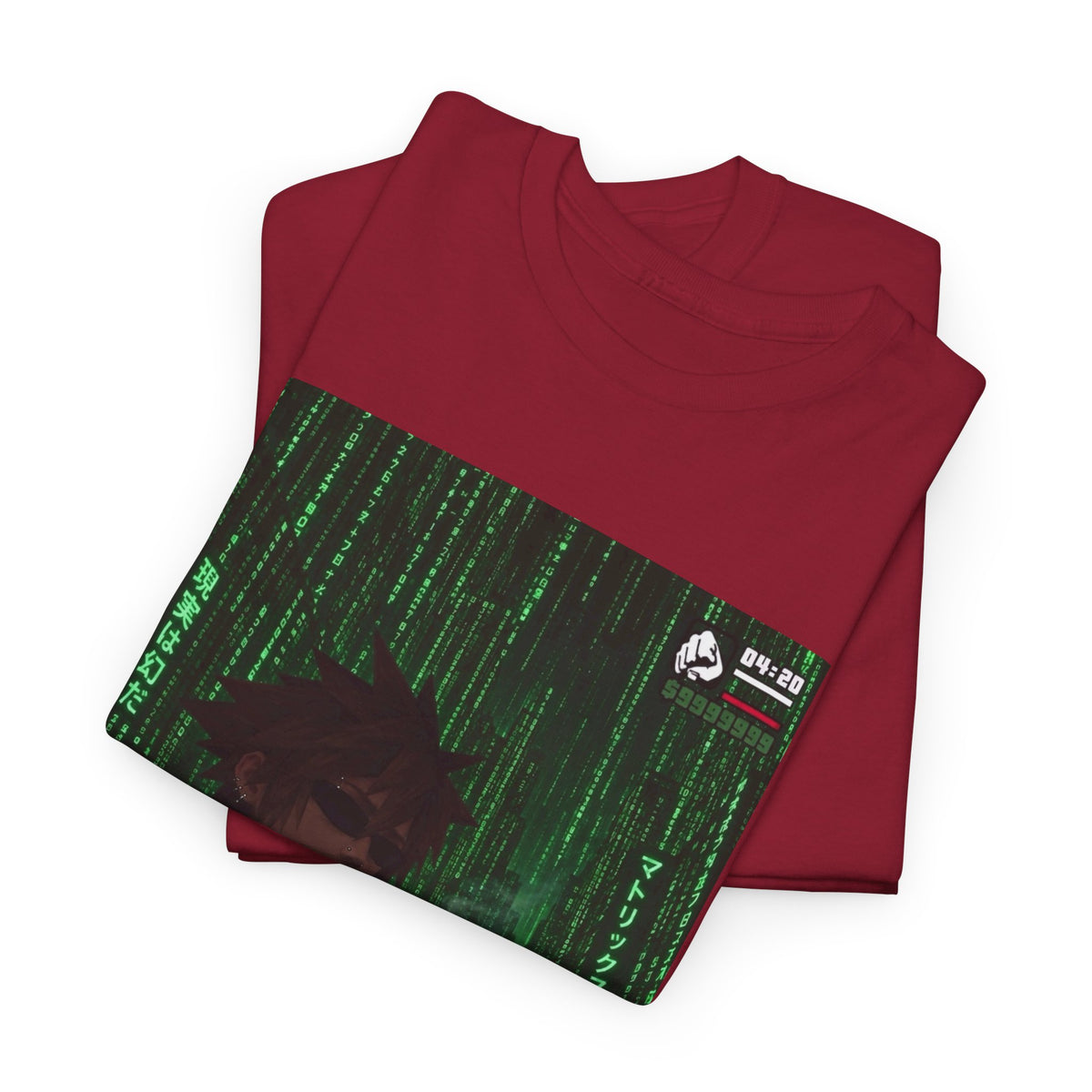 Anime Character Smoking Cigar In Matrix Tee