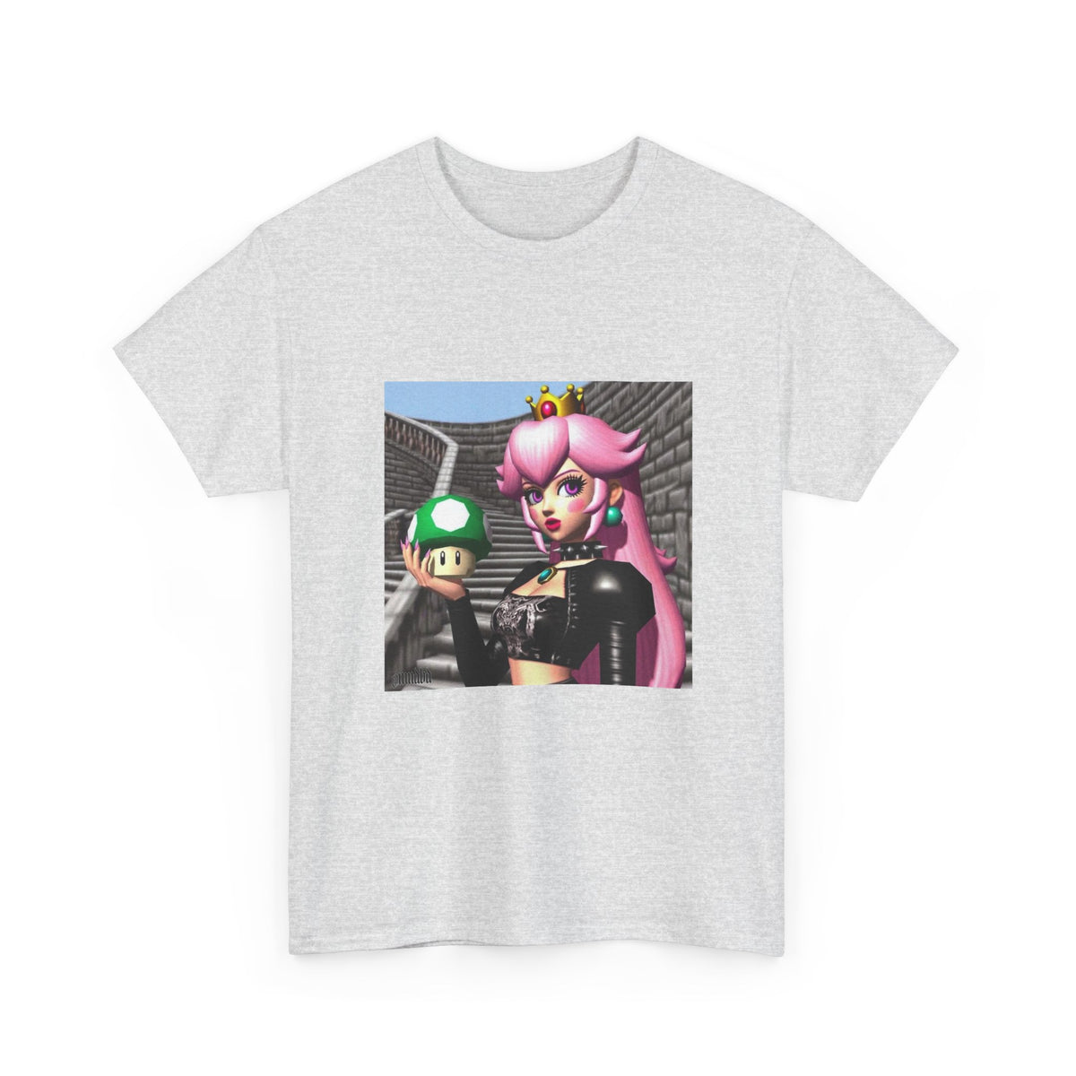 Goth Peach Holding A Green Mushroom Tee