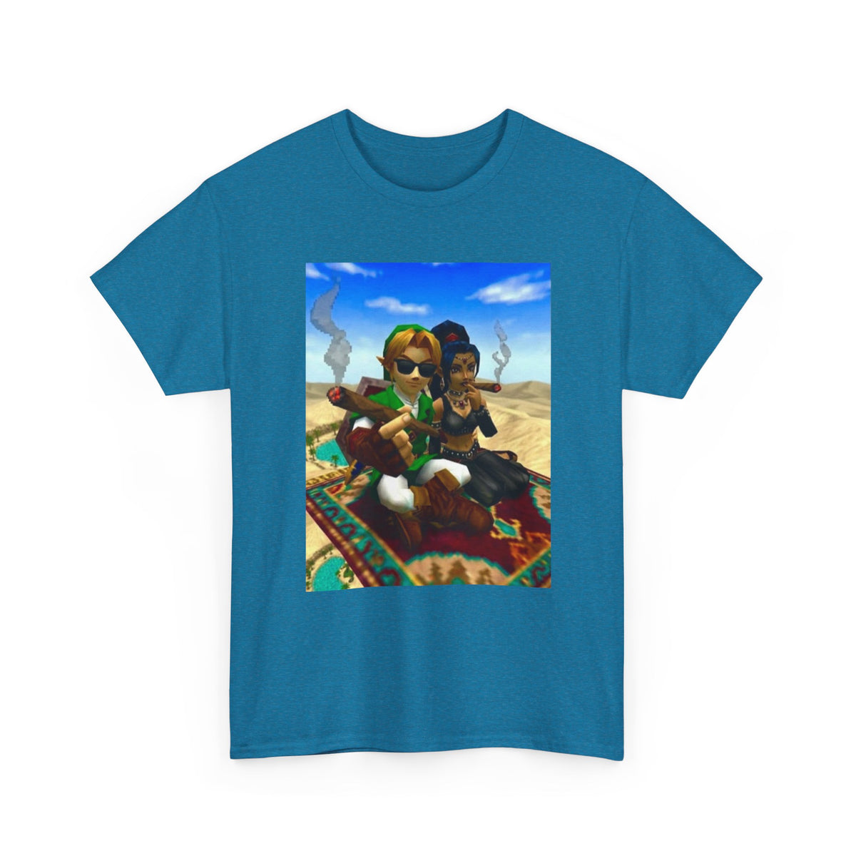 Link And Nabooru Flying On Magic Carpet