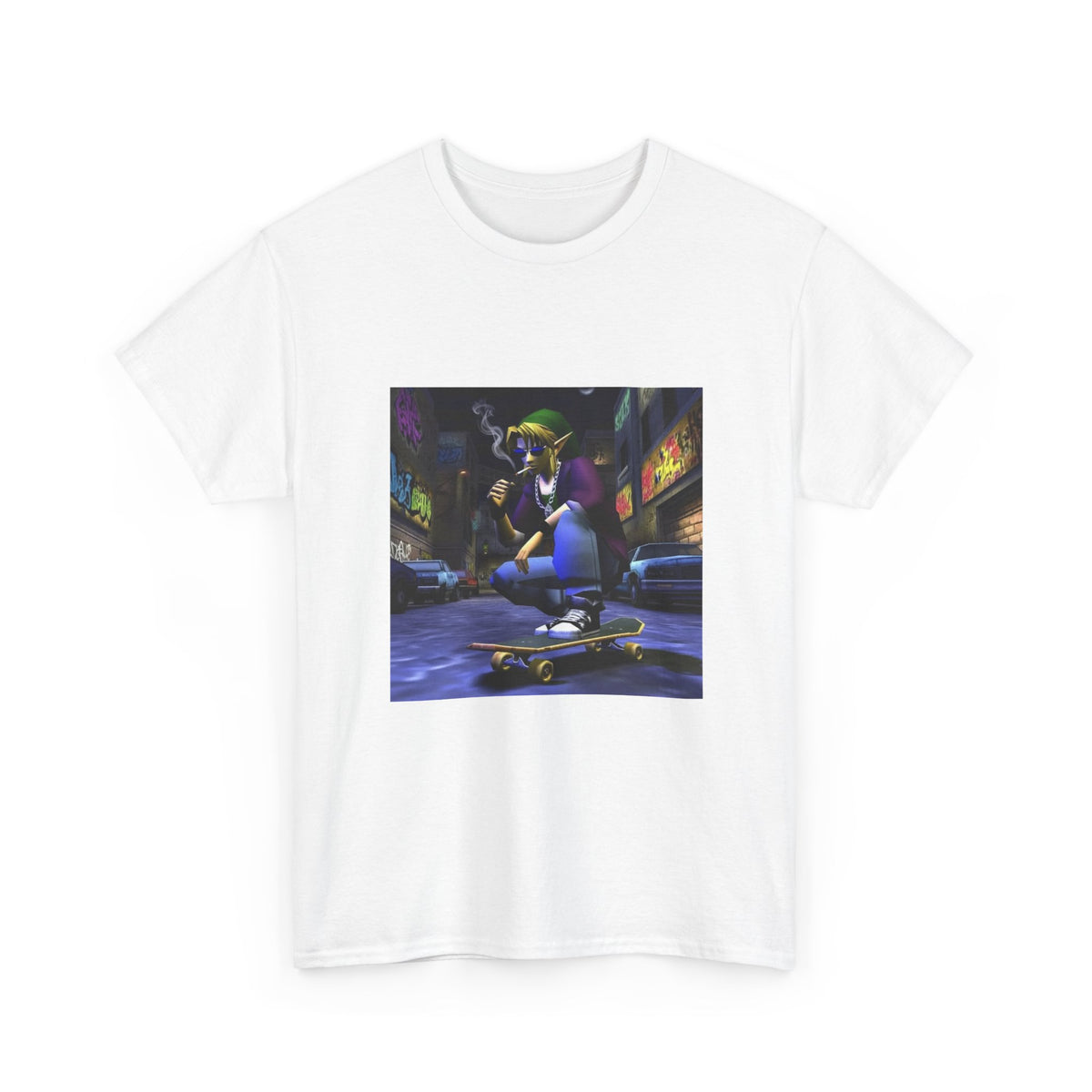 Skater Link Smoking In Gritty Alley Tee