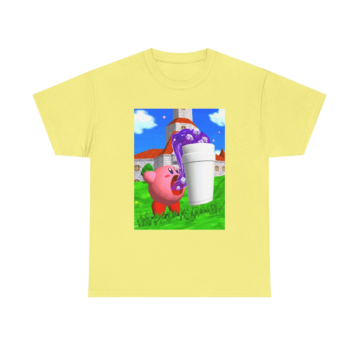 Kirby Sipping Lean In Mushroom Kingdom Tee