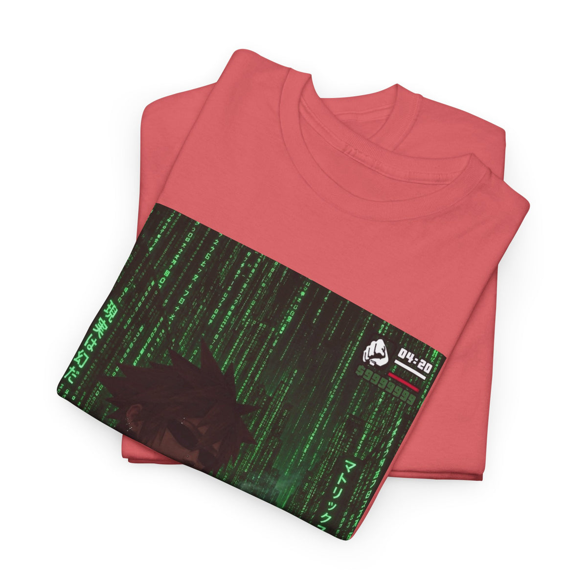 Anime Character Smoking Cigar In Matrix Tee