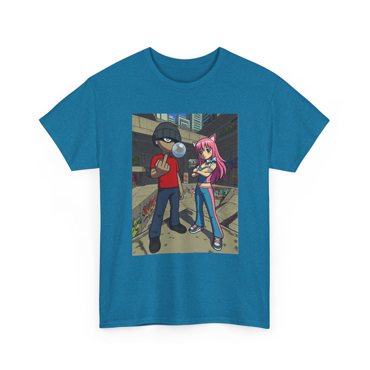Skater Punk And Kitty Girl In Skater Park Tee
