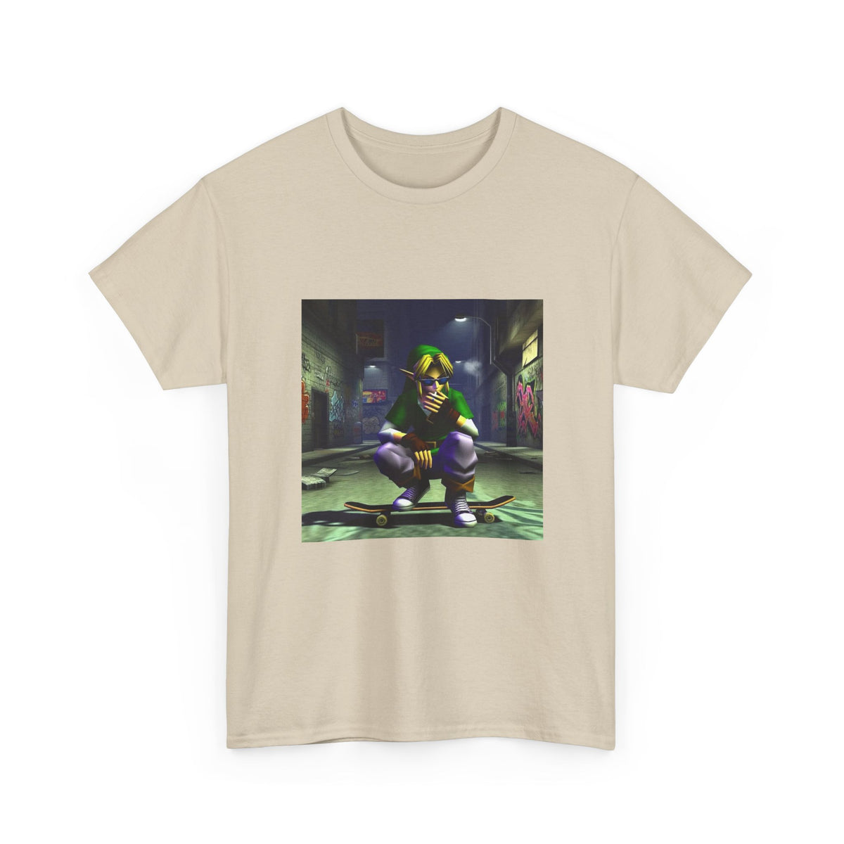 Edgy Link Smoking On Skateboard