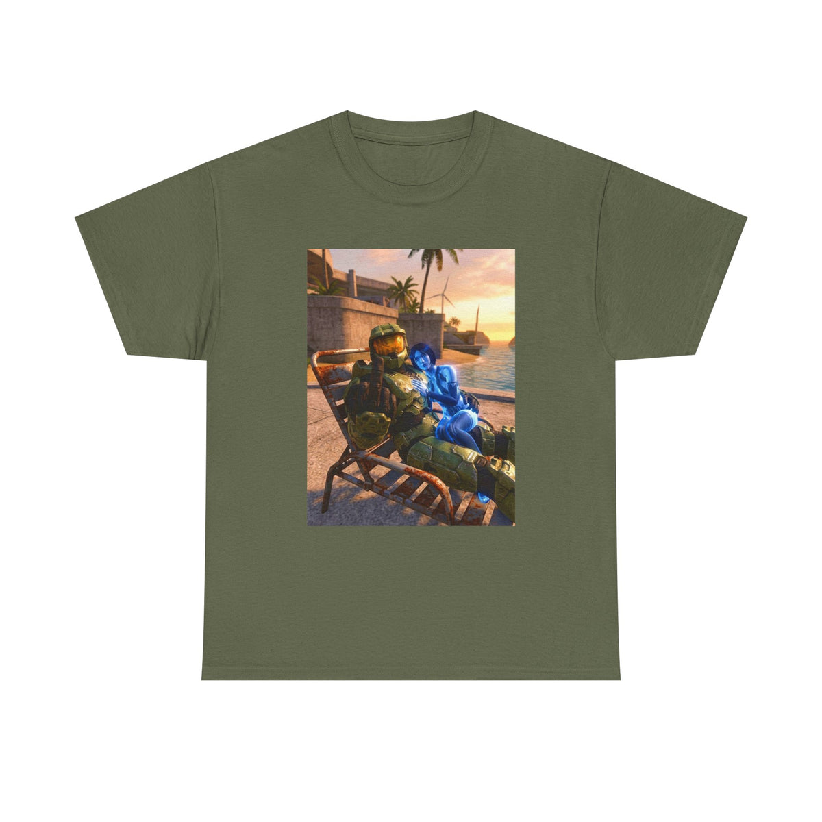 Master Chief Chilling With Cortana Beachside