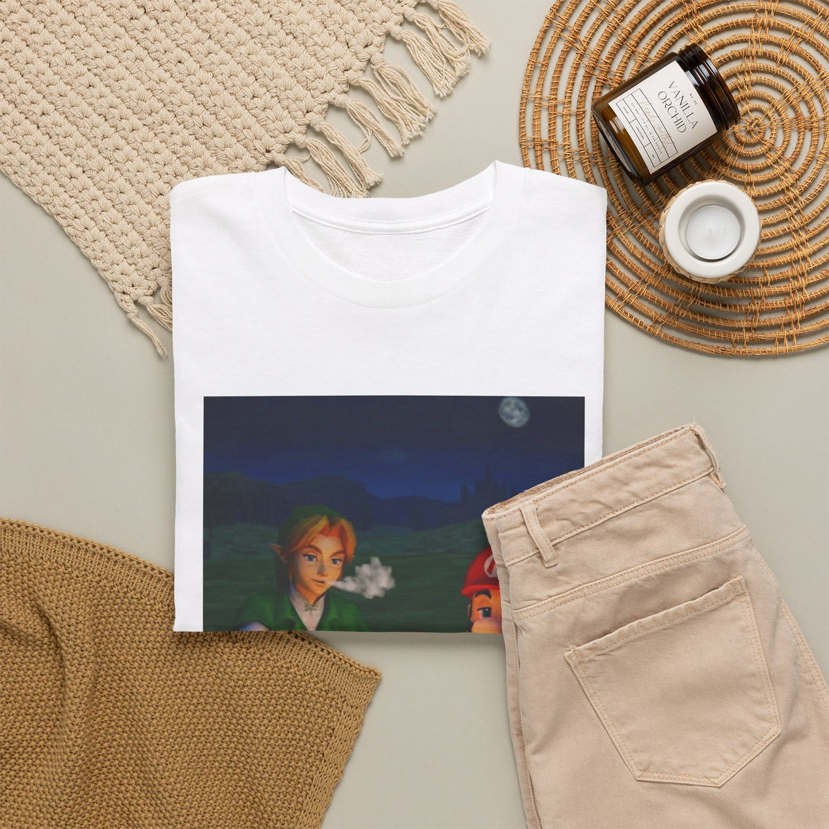 Link and Mario Campfire Smoke Session Tee