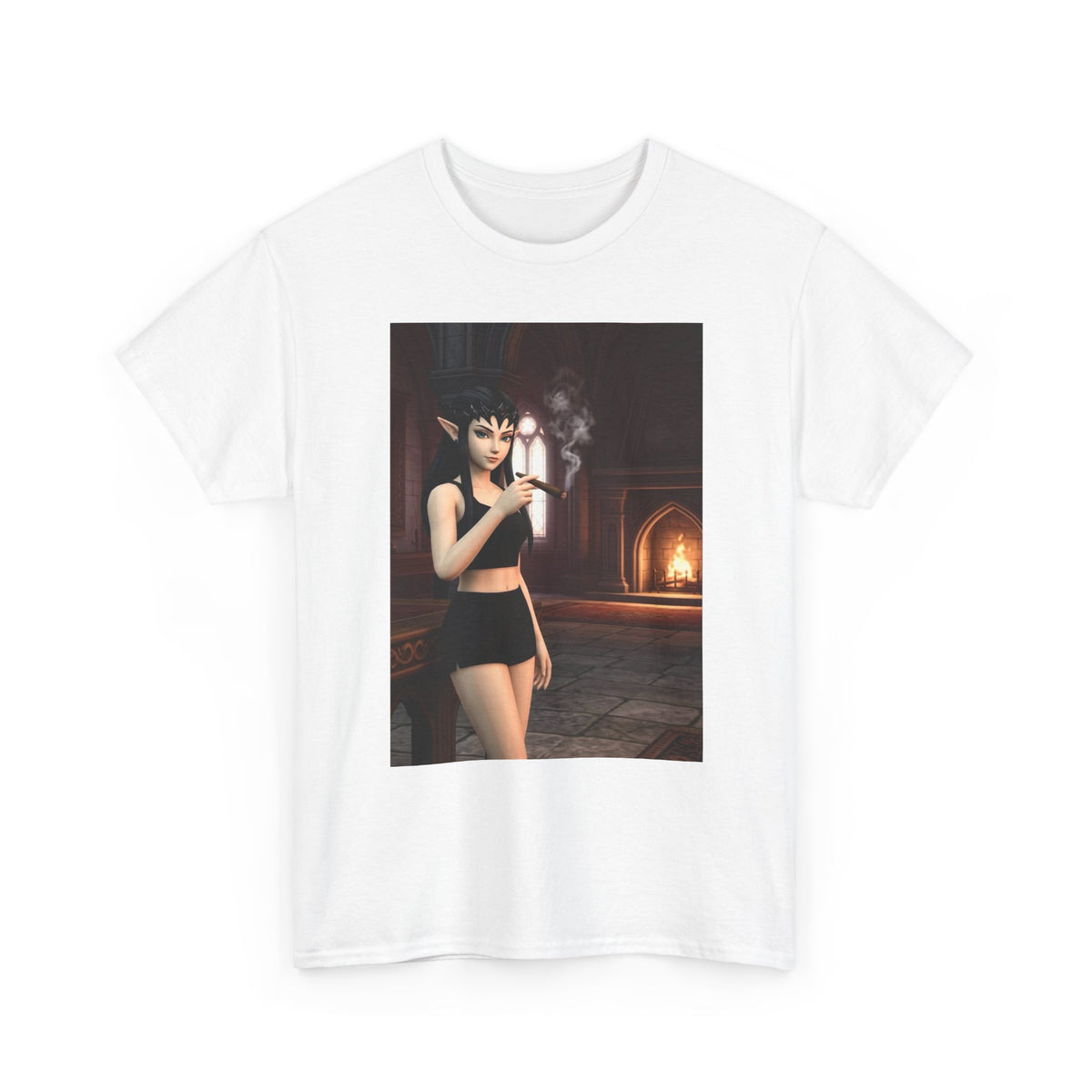 Dark Elf Girl Smoking Cigar Tee