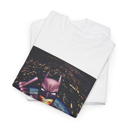 Pixel Batman Soaring Above Earth Tee