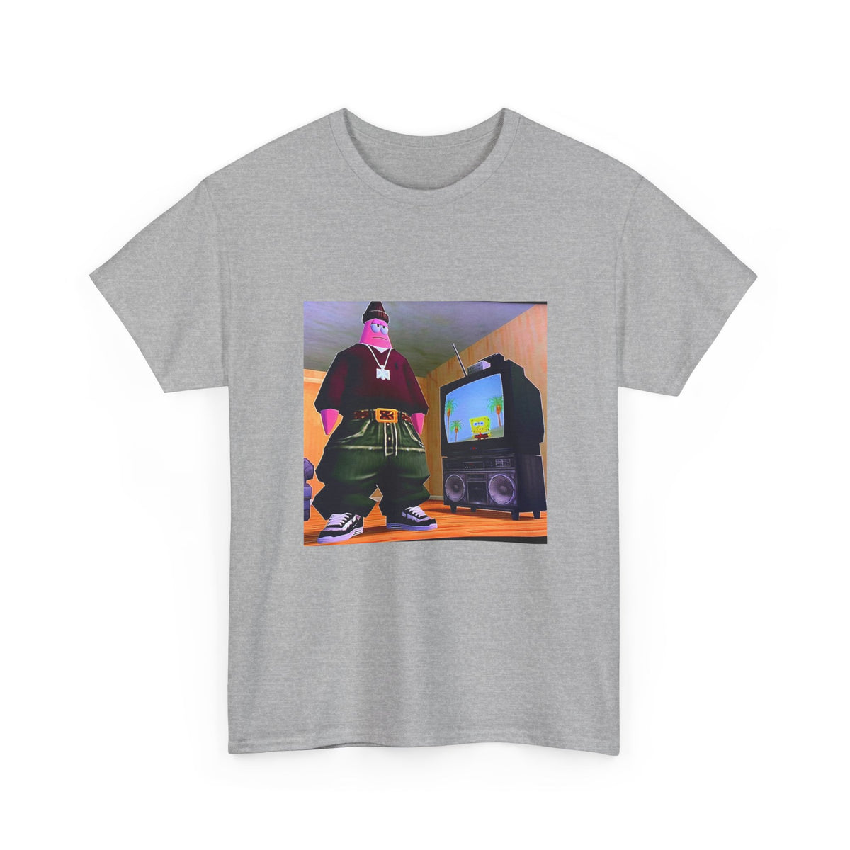 Gangster Patrick Watching Spongebob On TV