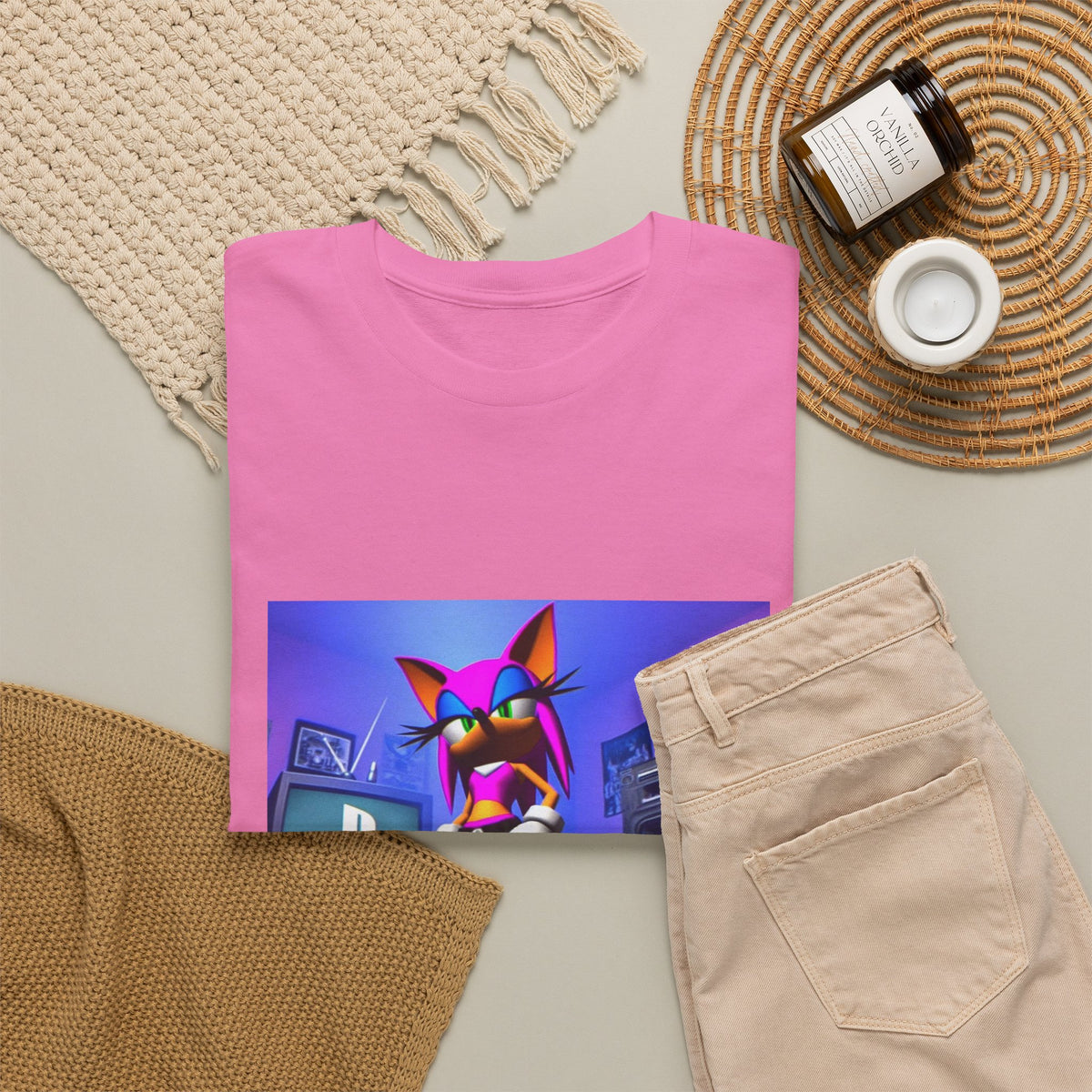 Pink Sonic-Style Character In Y2K Drip