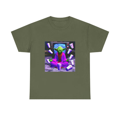 Meditating Master Yoda With Purple Cups Tee