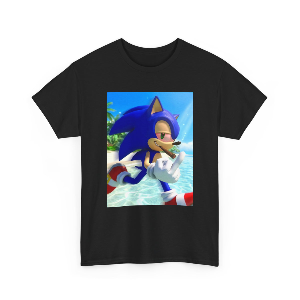 Sonic Smoking Blunt At Beach Tee