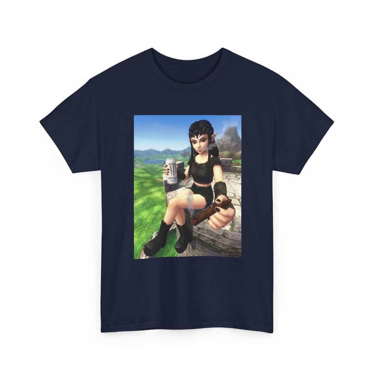 Edgy Elf Girl Smoking Blunt Tee