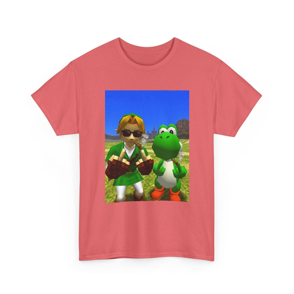 Link And Yoshi Smoking With Attitude