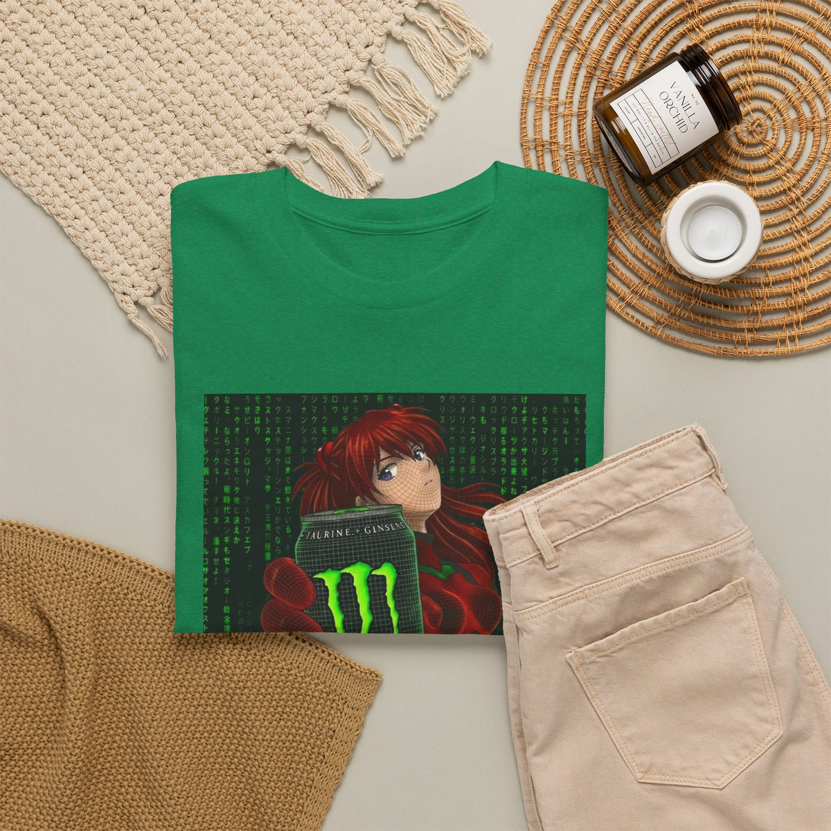 Asuka Wireframe Holding Monster Can