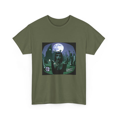Goth Sim Smoking In Cemetery Moonlight Tee