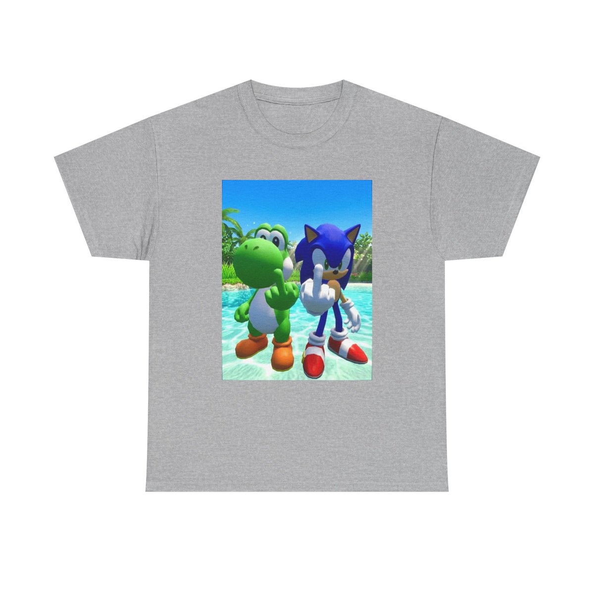 Yoshi And Sonic Flipping Off Tee