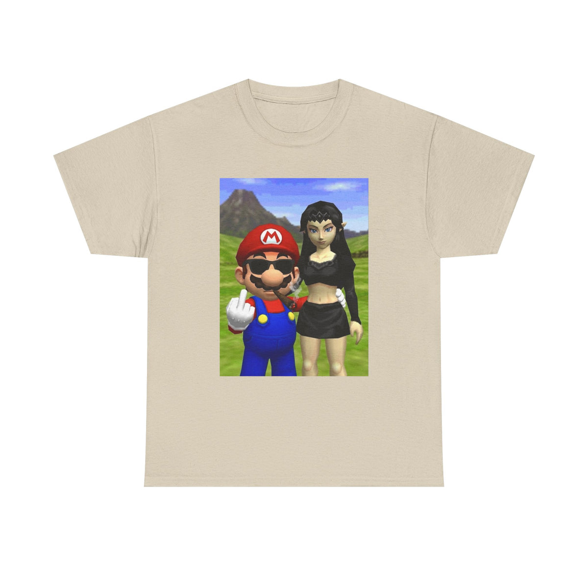 Edgy Mario & Malon Flipping Off Tee