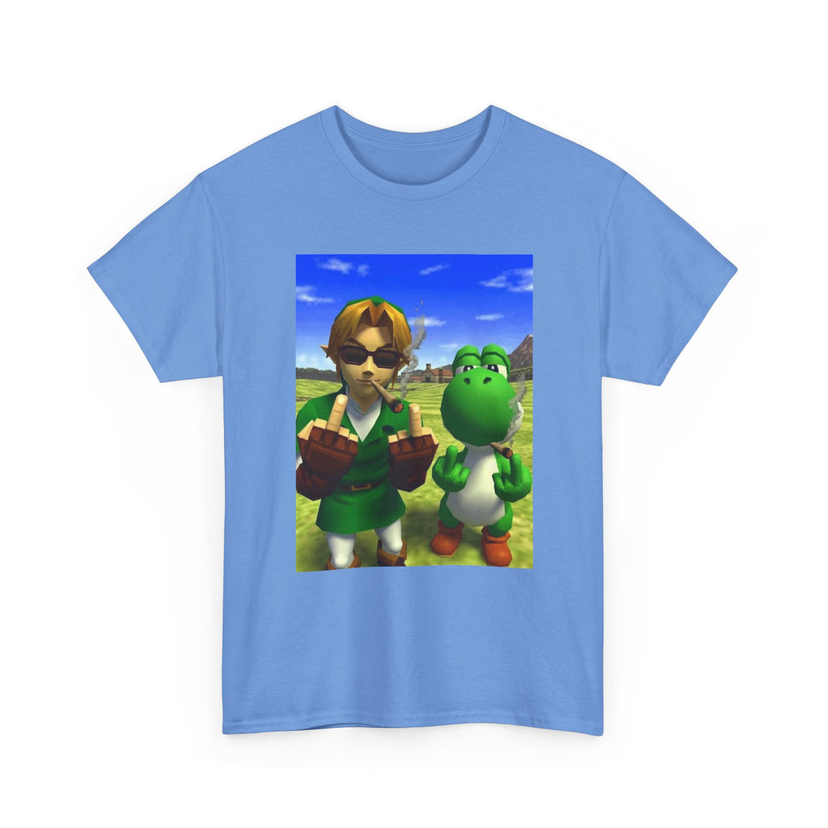 Link And Yoshi Flipping Off The World Tee