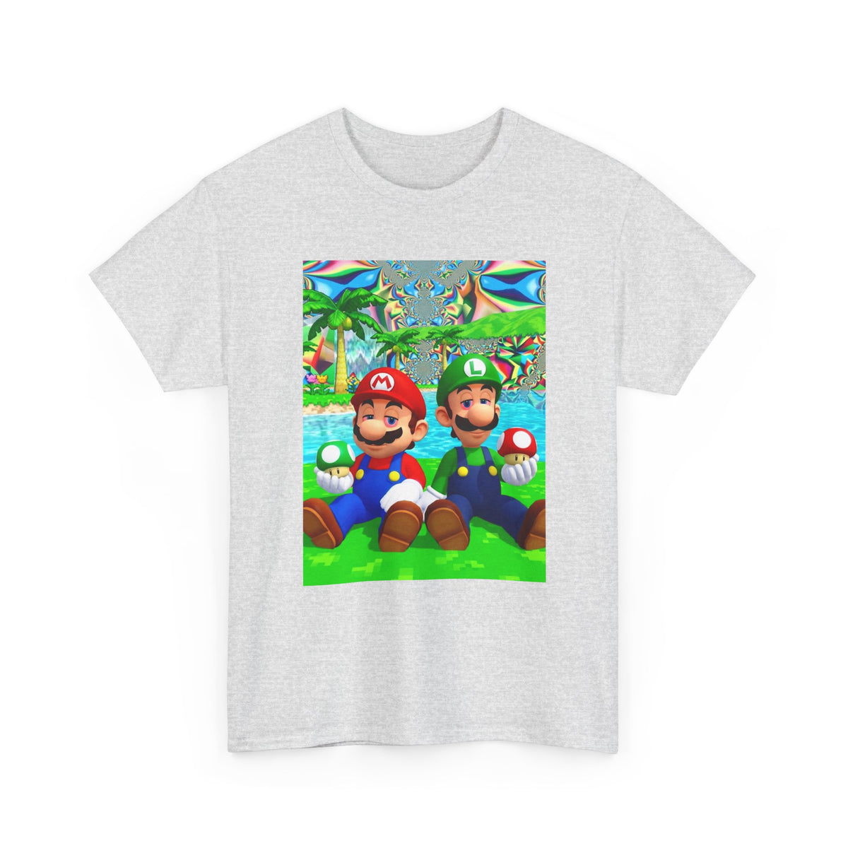 Mellow Mario And Luigi With Mushrooms Tee