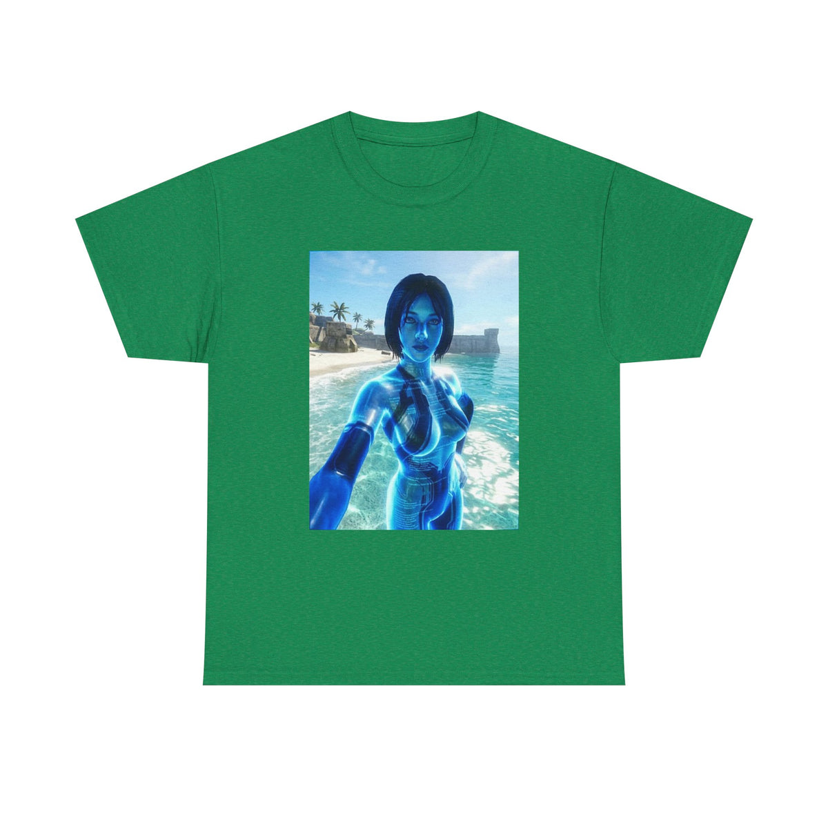 Holographic AI On Tropical Beach Tee