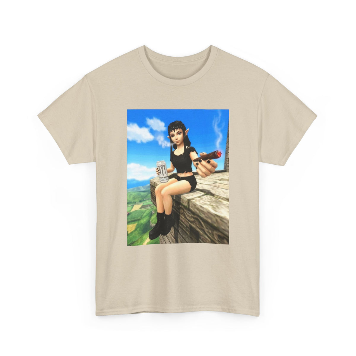 Elf Girl Smoking Cigar On Mountain Tee