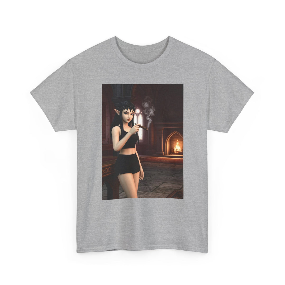 Dark Elf Girl Smoking Cigar Tee