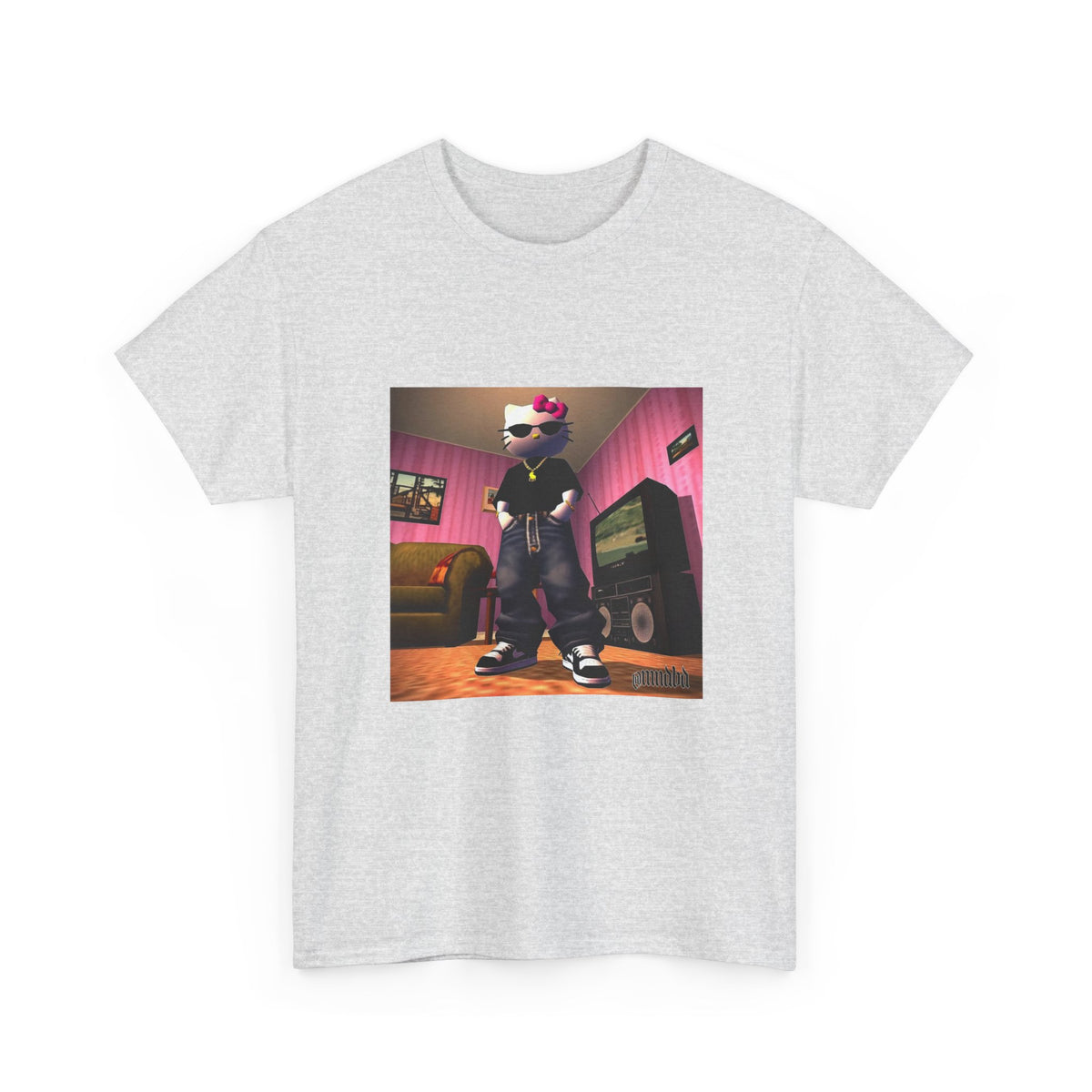 Gangsta Hello Kitty Chillin' In Low Poly Room Tee