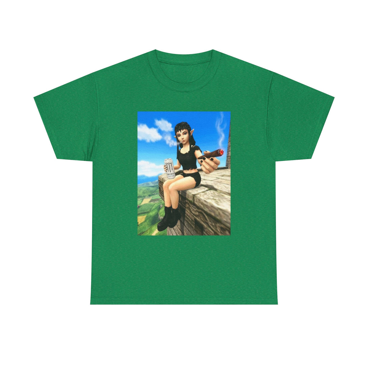Elf Girl Smoking Cigar On Mountain Tee