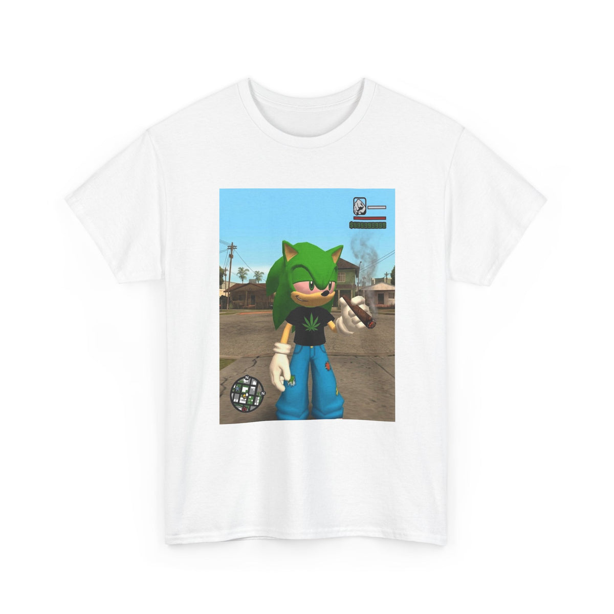 Green Hedgehog Smoking Blunt In San Andreas Tee