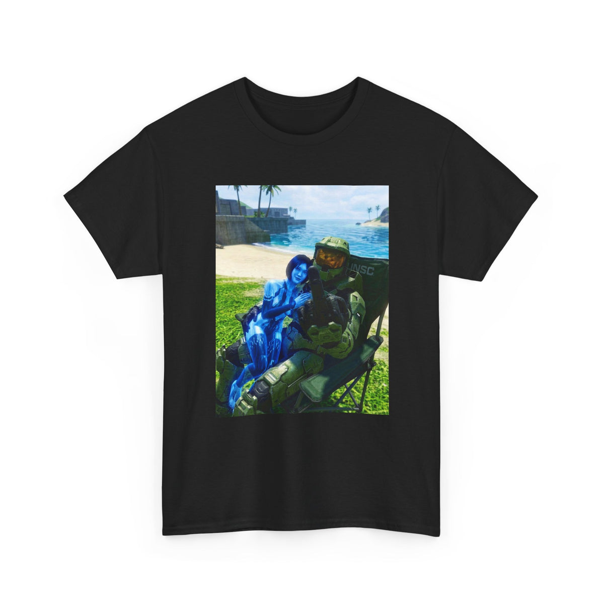 Master Chief And Cortana Beach Chill Tee