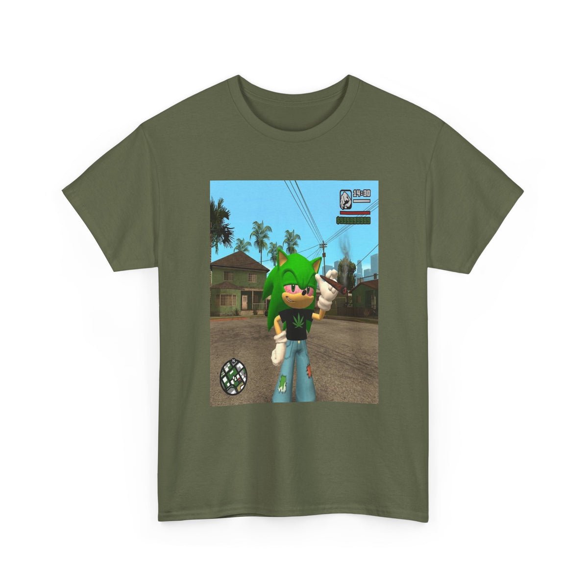 Chill Green Hedgehog Smoking Blunt Tee