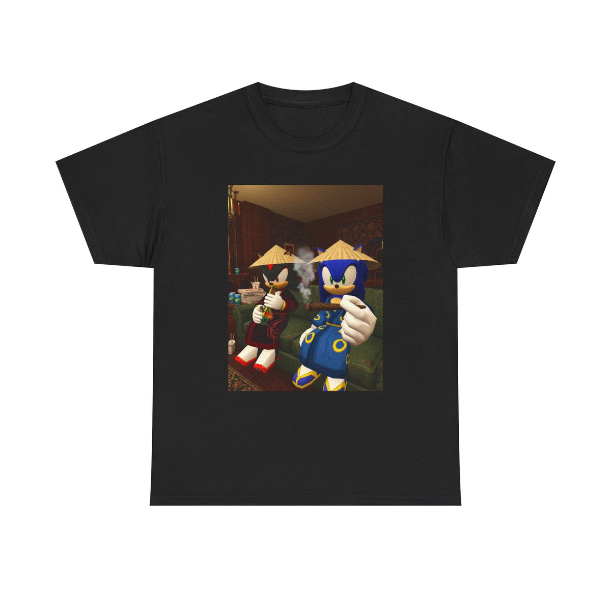 Sonic And Shadow Chilling And Smoking Tee (Design 5)