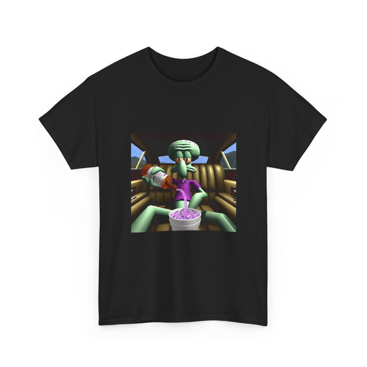 Squidward Pouring Lean In Car Tee