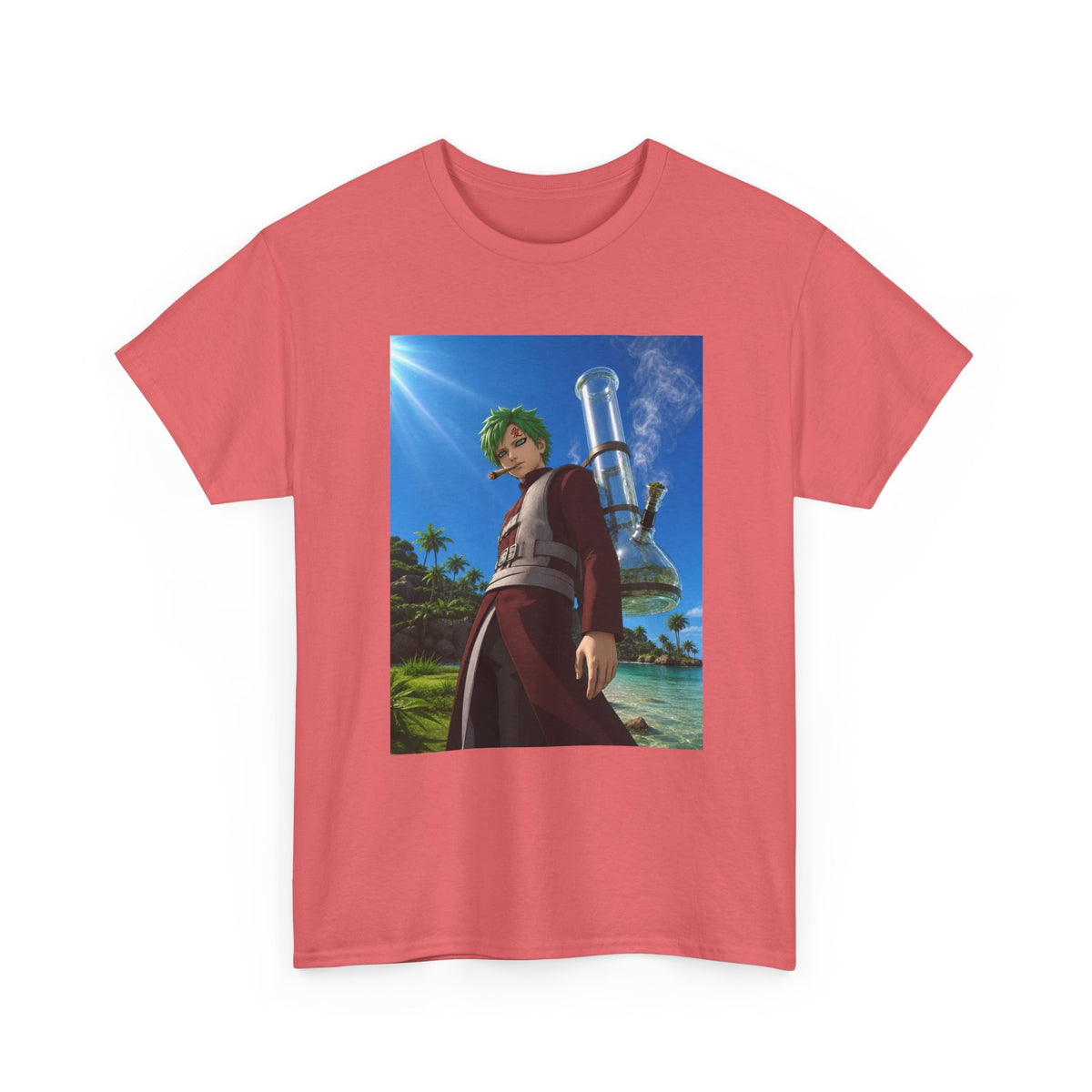 Green-Haired Gaara Chilling On A Tropical Beach