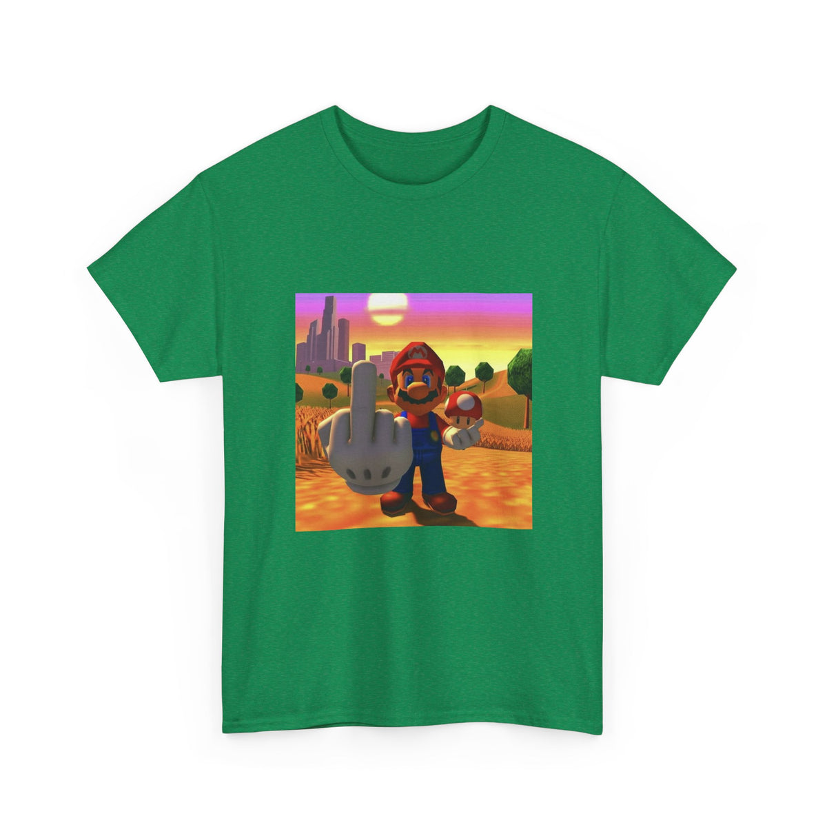 Mario And Mushroom Flipping Off Tee