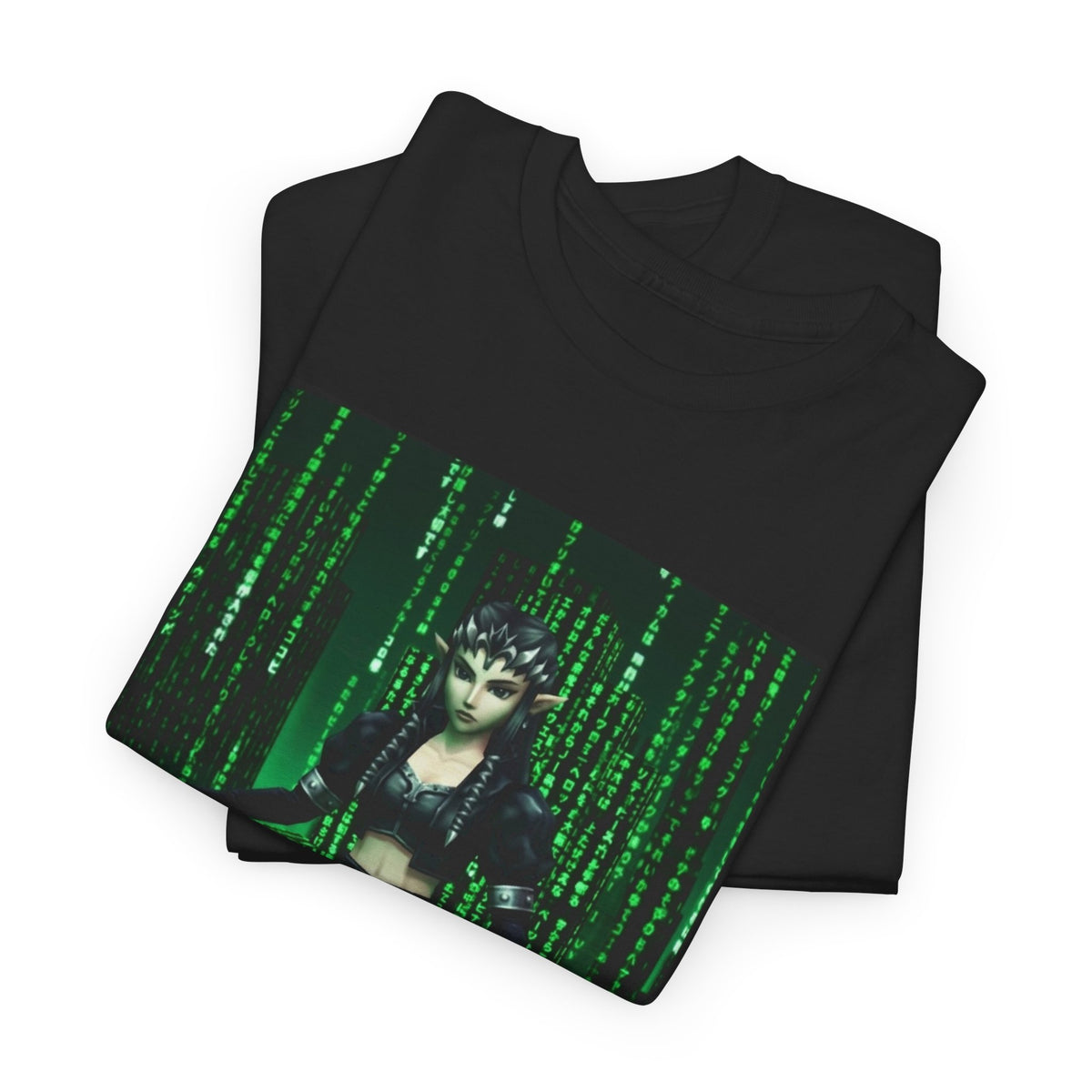 Cyberpunk Elf Queen In The Matrix City Tee