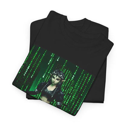 Cyberpunk Elf Queen In The Matrix City Tee