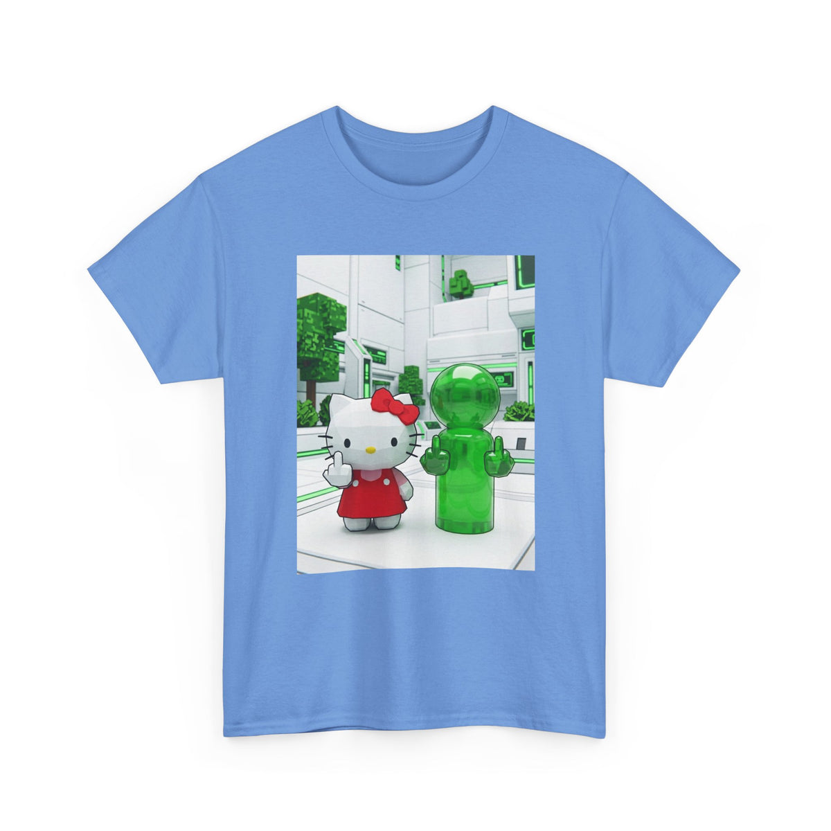 Low Poly Hello Kitty And Green Alien Flip Off