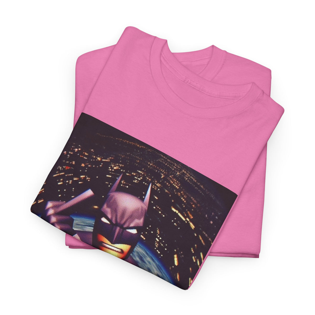 Pixel Batman Soaring Above Earth Tee