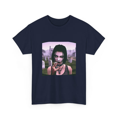 Goth Girl Smoking In Cemetery Tee (Design 17)
