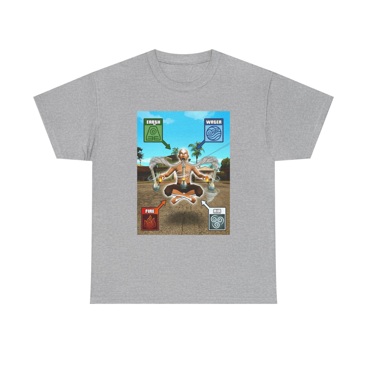 Meditating Avatar Bending All Elements Tee