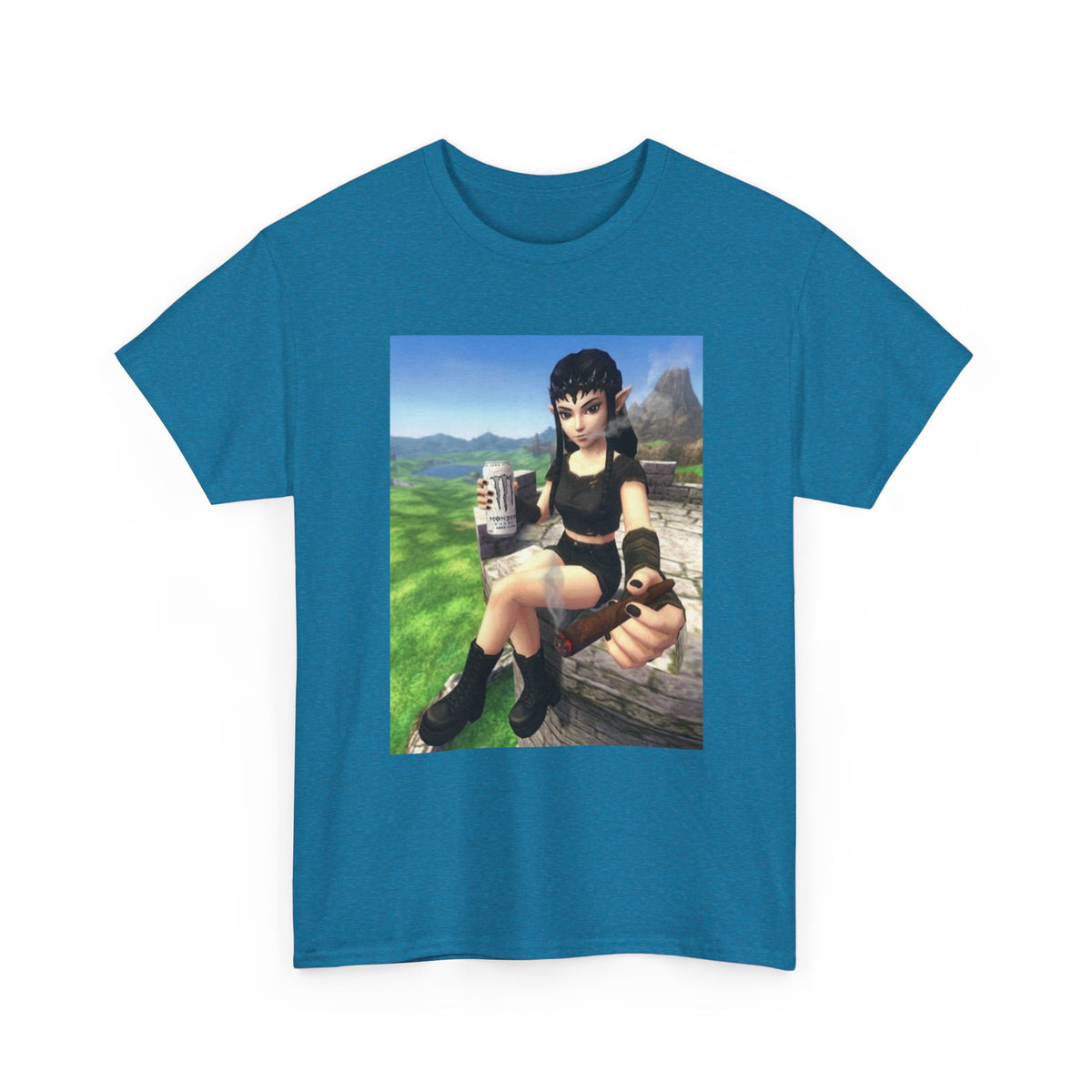 Edgy Elf Girl Smoking Blunt Tee