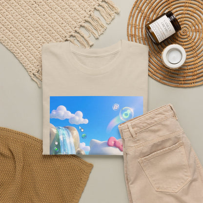 Kitty Flips The Bird In Dreamy Landscape Tee